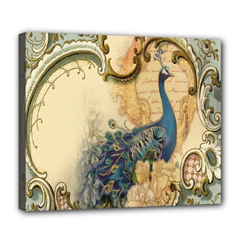 Victorian Swirls Peacock Floral Paris Decor Deluxe Canvas 24  X 20  (framed) by chicelegantboutique