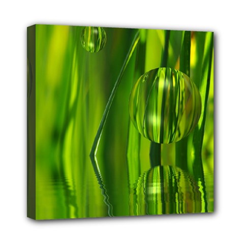 Green Bubbles  Mini Canvas 8  X 8  (framed) by Siebenhuehner