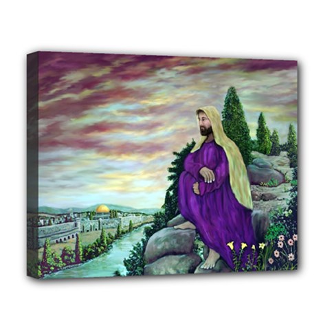 Jesus Overlooking Jerusalem - Ave Hurley - Artrave - Deluxe Canvas 20  X 16  (framed) by ArtRave2