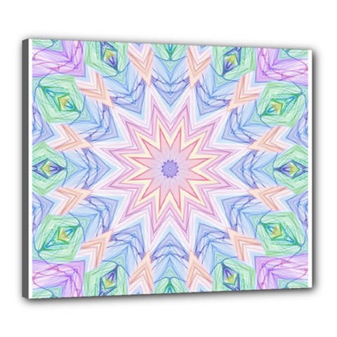 Soft Rainbow Star Mandala Canvas 24  X 20  (framed) by Zandiepants