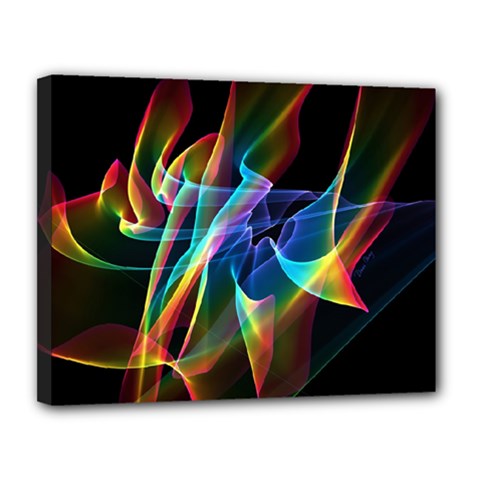 Aurora Ribbons, Abstract Rainbow Veils  Canvas 14  X 11  (framed) by DianeClancy