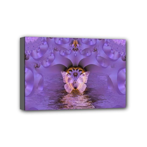 Artsy Purple Awareness Butterfly Mini Canvas 6  X 4  (framed) by FunWithFibro