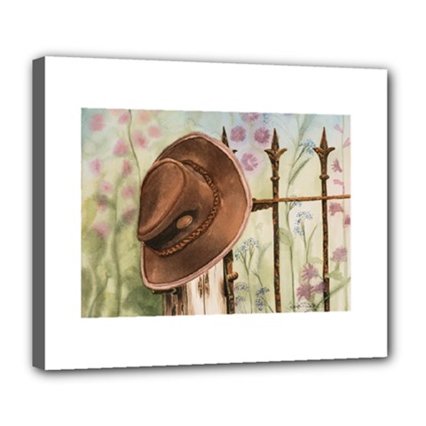 Hat On The Fence Deluxe Canvas 24  X 20  (framed) by TonyaButcher