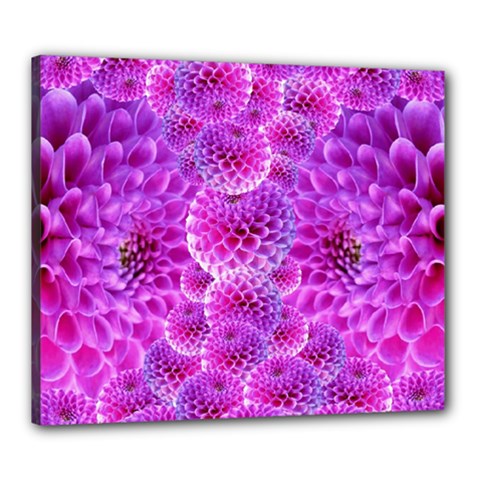 Purple Dahlias Canvas 24  X 20  (framed) by FunWithFibro