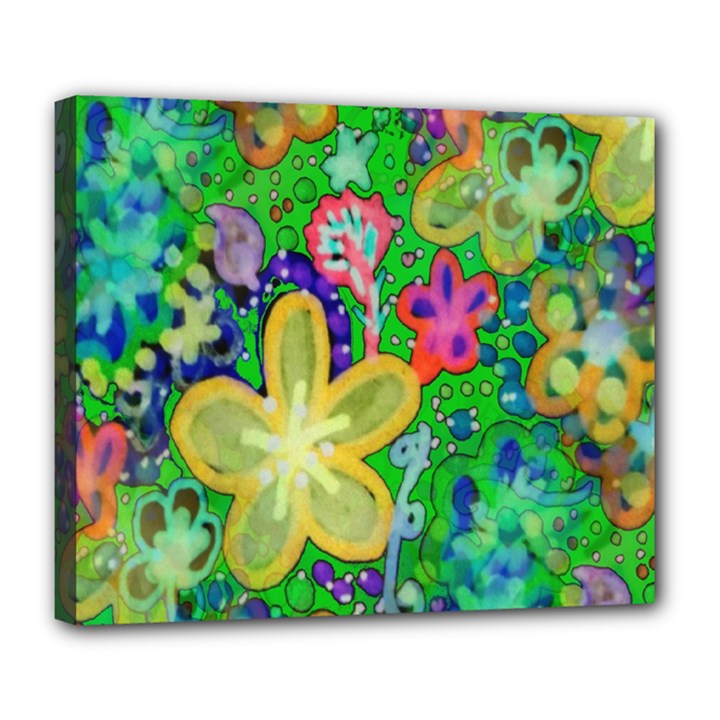 Beautiful Flower Power Batik Deluxe Canvas 24  x 20  (Framed)