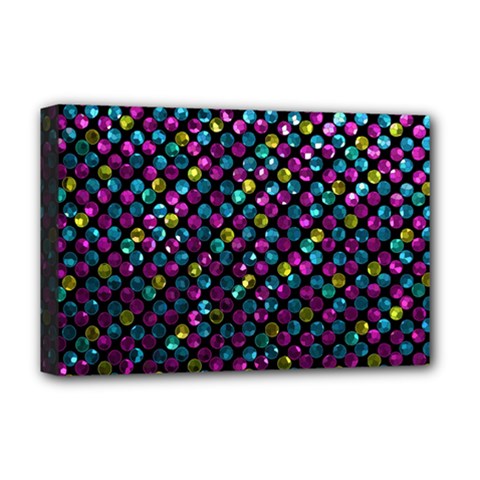 Polka Dot Sparkley Jewels 2 Deluxe Canvas 18  X 12  (framed) by MedusArt