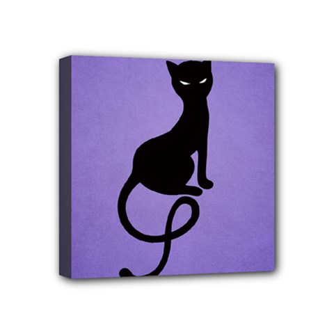 Purple Gracious Evil Black Cat Mini Canvas 4  X 4  (framed) by CreaturesStore