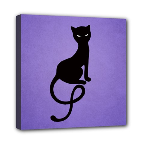 Purple Gracious Evil Black Cat Mini Canvas 8  X 8  (framed) by CreaturesStore