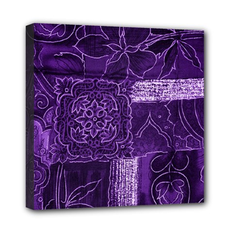 Pretty Purple Patchwork Mini Canvas 8  X 8  (framed) by FunWithFibro