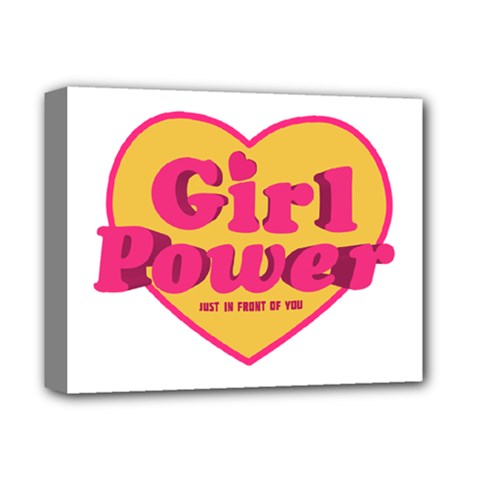 Girl Power Heart Shaped Typographic Design Quote Deluxe Canvas 14  X 11  (framed) by dflcprints