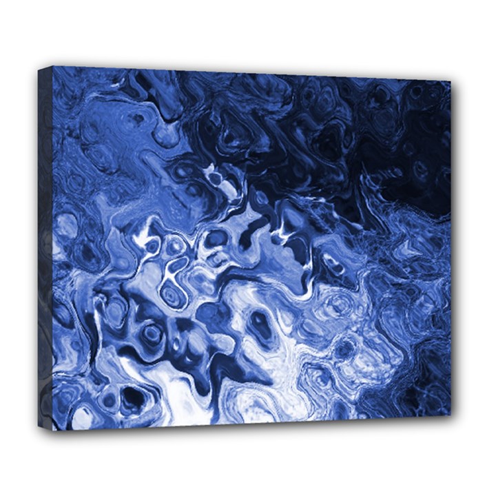 Blue Waves Abstract Art Deluxe Canvas 24  x 20  (Framed)