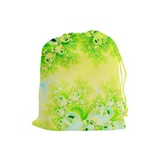 Sunny Spring Frost Fractal Drawstring Pouch (large) by Artist4God