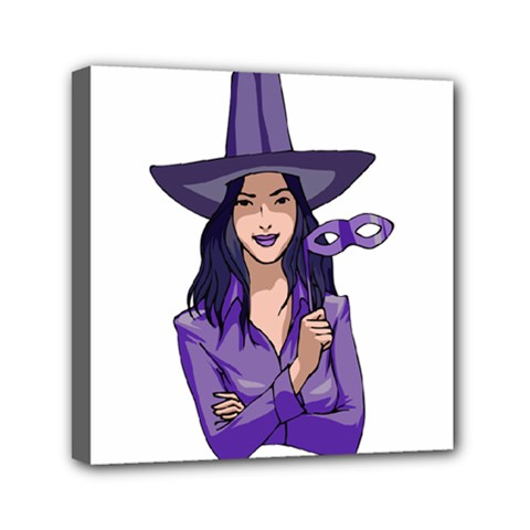 Purple Witch Mini Canvas 6  X 6  (framed) by FunWithFibro