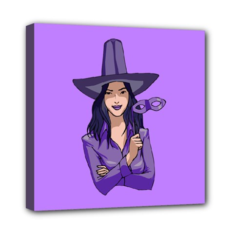 Purple Witch Mini Canvas 8  X 8  (framed) by FunWithFibro