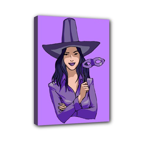 Purple Witch Mini Canvas 7  X 5  (framed) by FunWithFibro