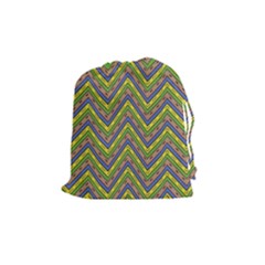 Zig Zag Pattern Drawstring Pouch (medium) by LalyLauraFLM