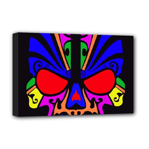 Skull In Colour Deluxe Canvas 18  X 12  (framed) by icarusismartdesigns