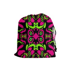 Psychedelic Retro Ornament Print Drawstring Pouch (large) by dflcprints