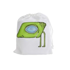 Funny Alien Monster Character Drawstring Pouch (large) by dflcprints