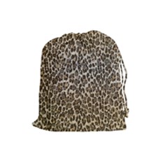 Chocolate Leopard  Drawstring Pouch (large) by OCDesignss