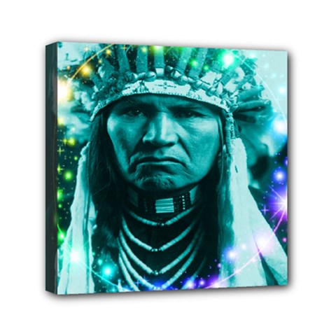 Magical Indian Chief Mini Canvas 6  X 6  (framed) by icarusismartdesigns