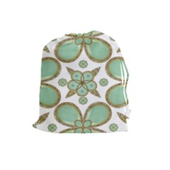 Luxury Decorative Pattern Collage Drawstring Pouch (large) by dflcprints