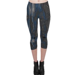 Blue Black Texture Capri Leggings  by LalyLauraFLM