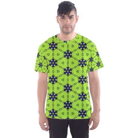 Blue Flowers Pattern Men s Sport Mesh Tee by LalyLauraFLM