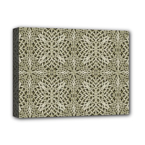 Silver Intricate Arabesque Pattern Deluxe Canvas 16  X 12  (framed)  by dflcprints