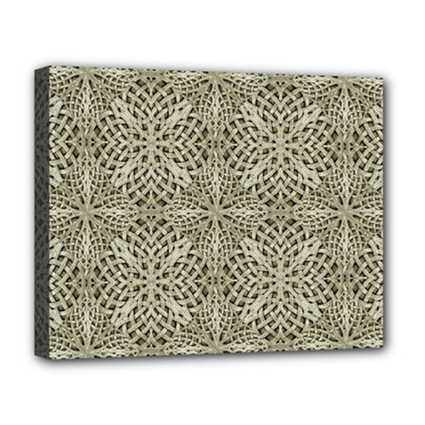 Silver Intricate Arabesque Pattern Deluxe Canvas 20  X 16  (framed) by dflcprints