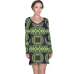 Green Shapes On A Black Background Pattern Nightdress by LalyLauraFLM