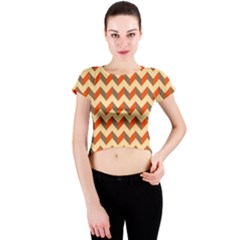 Modern Retro Chevron Patchwork Pattern  Crew Neck Crop Top by GardenOfOphir