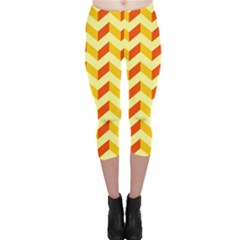 Modern Retro Chevron Patchwork Pattern  Capri Leggings  by GardenOfOphir