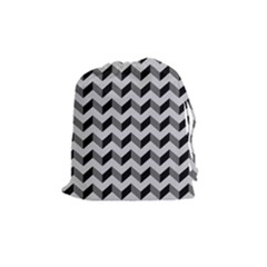 Modern Retro Chevron Patchwork Pattern  Drawstring Pouch (medium) by GardenOfOphir