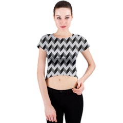 Modern Retro Chevron Patchwork Pattern  Crew Neck Crop Top by GardenOfOphir