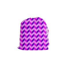 Modern Retro Chevron Patchwork Pattern Drawstring Pouch (small) by GardenOfOphir