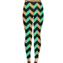 Neon and Black Modern Retro Chevron Patchwork Pattern Leggings  View2