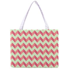 Mint Pink Modern Retro Chevron Patchwork Pattern Tiny Tote Bag by GardenOfOphir