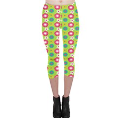 Cute Floral Pattern Capri Leggings  by GardenOfOphir