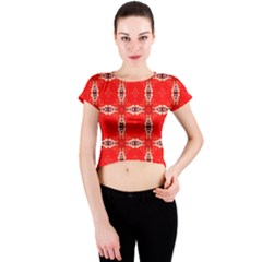 Cute Pretty Elegant Pattern Crew Neck Crop Top by GardenOfOphir