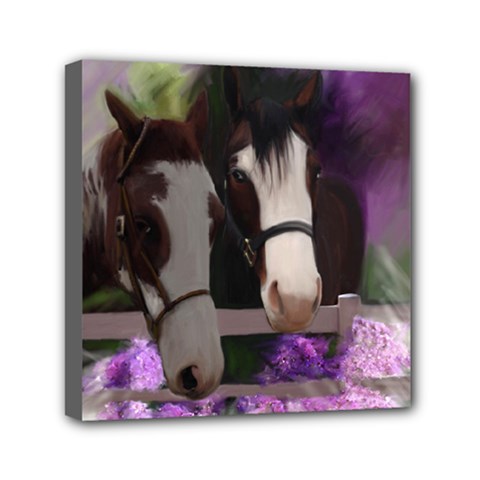 Two Horses Mini Canvas 6  X 6  (framed) by JulianneOsoske