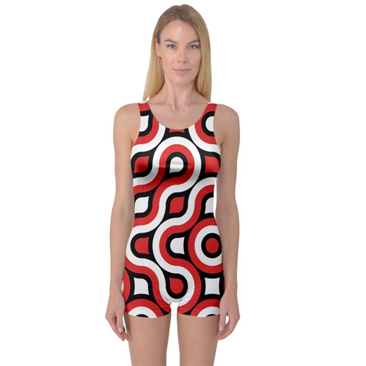 Waves and circles Women s Boyleg Swimsuit