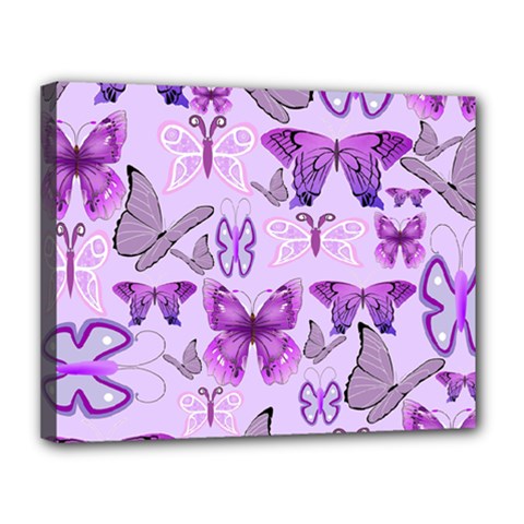 Purple Awareness Butterflies Canvas 14  X 11  (framed) by FunWithFibro