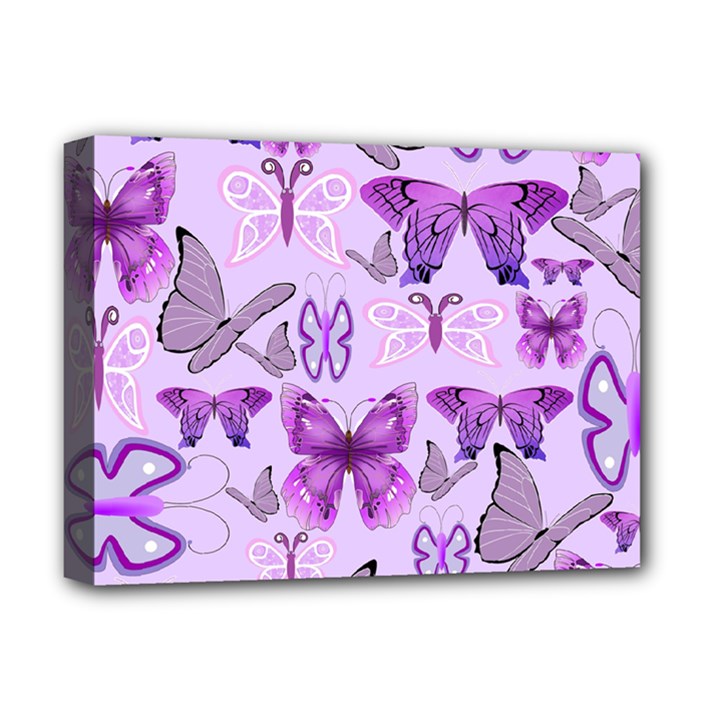 Purple Awareness Butterflies Deluxe Canvas 16  x 12  (Framed) 