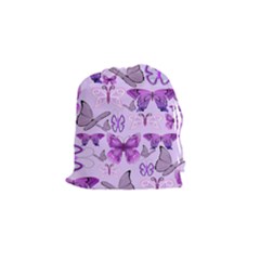 Purple Awareness Butterflies Drawstring Pouch (small) by FunWithFibro