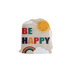 Be Happy Drawstring Pouch (small) by Kathrinlegg