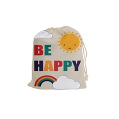 Be Happy Drawstring Pouch (medium) by Kathrinlegg