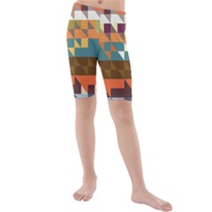 Shapes In Retro Colors Kid s Swim Shorts by LalyLauraFLM