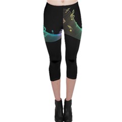 Musical Wave Capri Leggings  by urockshop