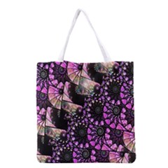 Hippy Fractal Spiral Stacks Grocery Tote Bag by KirstenStar